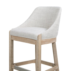 English Elm Jennifer Taylor Home - Newport 30.5" Coastal Curved Back Barstool Gray Upholstered Counter Height Rustic Poplar Finish Chic Comfort B2719P391775