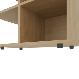 English Elm Angus Minimalist Side Table with 4 Open Shelves, Natural Oak Finish — Versatile Storage for Home B128P375309