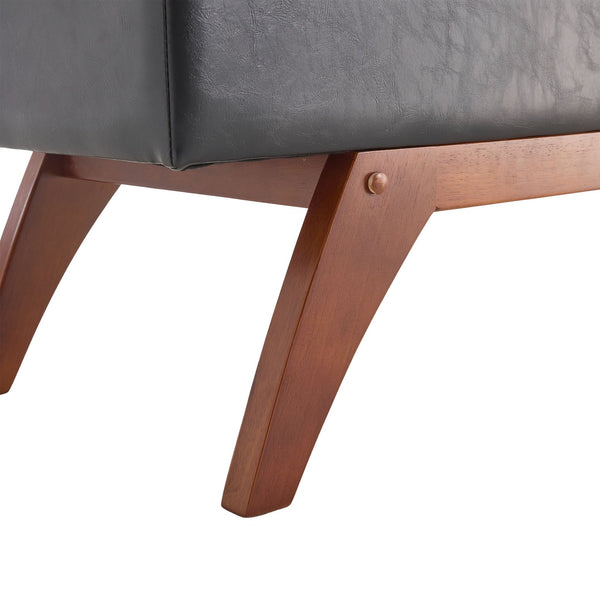 English Elm COOLMORE Teddy fabric storage bench with solid wood feet, hidden compartment for tidy bedroom organization Black PU W1539P242727