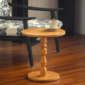 English Elm Round Oak Spindle Leg Accent Table Mid-century Minimalist Style for Living Room W3081P447609