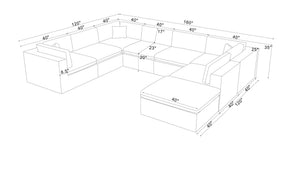 English Elm Coffee Bean Textured Modular Sectional Sofa Low Profile Living Room Contemporary Light Gray B2748S00072
