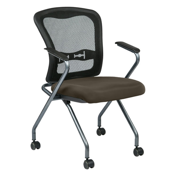 OSP Home Furnishings Deluxe Nesting Armchair with Mesh Back Lumbar Support for Office and Meeting Rooms Java 84440-R102