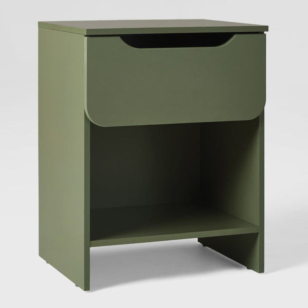 Domm Modern Scandinavian Nightstand with Open Cubby, Sleek Design & Quick 30-Minute Assembly