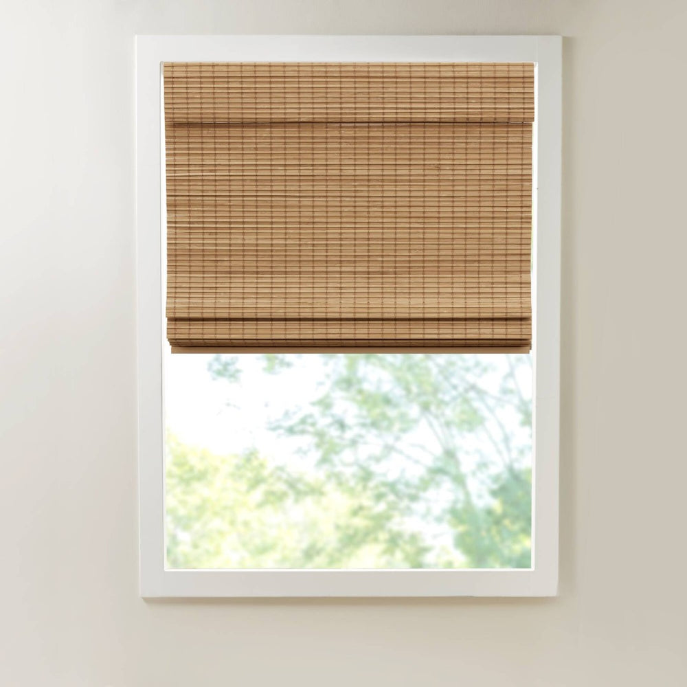 English Elm 33x64" Natural Woven Bamboo Roman Shade Cordless Light Filtering for Living Room B035P496611