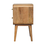 English Elm Solid Wood T-Bar Ridged Nightstand