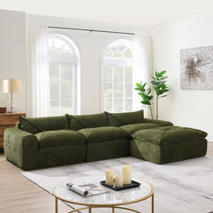 English Elm 116'' Fully Compressed Sofa with Legless Chenille Design, High-Density Comfort, Modular Flexibility and No Assembly Required Green N723S9707F