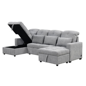 English Elm 101.2" Modular Chenille Sectional Sofa with Tufted Cushions and Deep Seating for Living Room N719S001750E