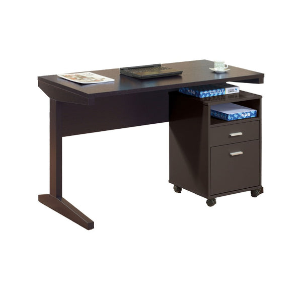 English Elm Desk with Rolling File Cabinet Two Storage Drawers Warm Cocoa Finish Home Office B056P416989