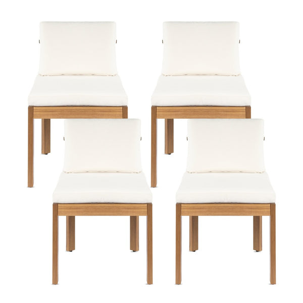 English Elm Acacia Wood Outdoor Dining Chairs Set of 4 Sculpted Back Patio Seating Cream,Teak N768P373124L_4