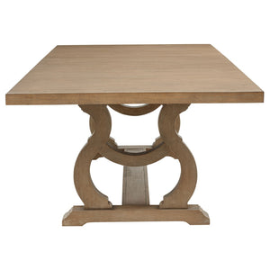 English Elm Fremont Trestle Rectangular Dining Table with Distressed Hardwood and Extension Leaf B062S00831