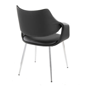 English Elm Chair Set of 2 White Faux Leather Seats with Angular Black Metal Legs Modern Dining B202P471316