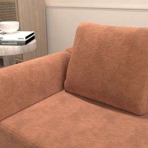 English Elm Convertible Folding Sofa Bed Brick Red Corduroy, Space-Saving Memory Foam Sleeper Couch for Small Spaces W1960S00011