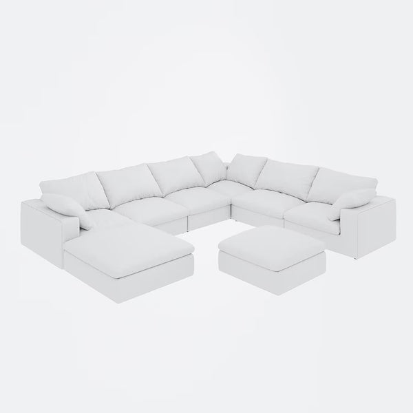 English Elm Large Modular Cloud Sofa - Luxurious 8-Seater Down Sofa Bed For Stylish Living Rooms & Apartments W2824S00022