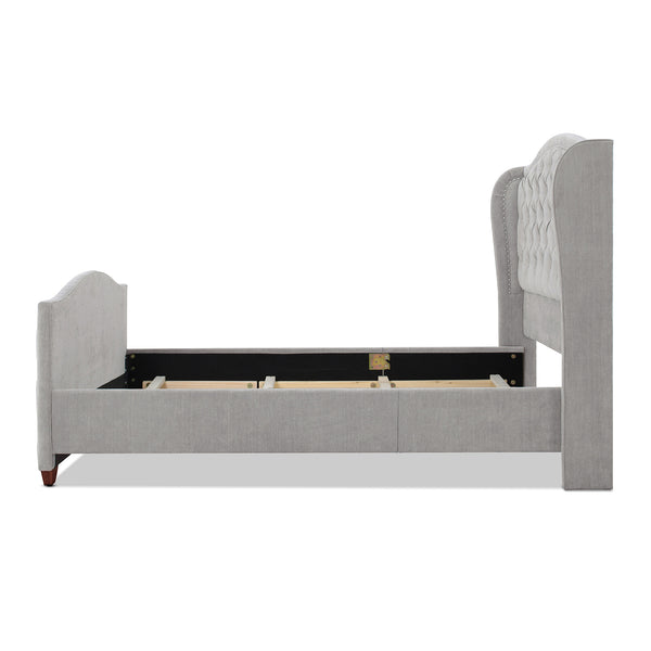 English Elm Jennifer Taylor Home - Marcella Upholstered Shelter Headboard Bed Set - Queen Size In Elegant Silver Grey Polyester Finish B2719P238216