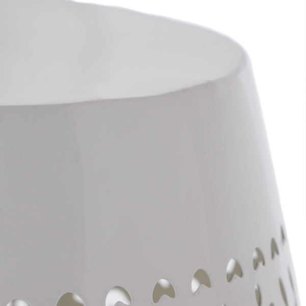 English Elm Christopher Knight Home® - RUBY Lace-Cut Metal Side Table Barrel Shape Accent Table for Patio, Garden & Indoor Use, Rust-Resistant Elegance White N770P365800W