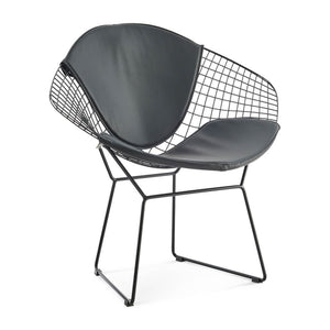 English Elm Diamond Chair Black Frame Modern Iron Wire Design with PU Seat, Multiple Finishes, 28x22x27 Inches B353P366768