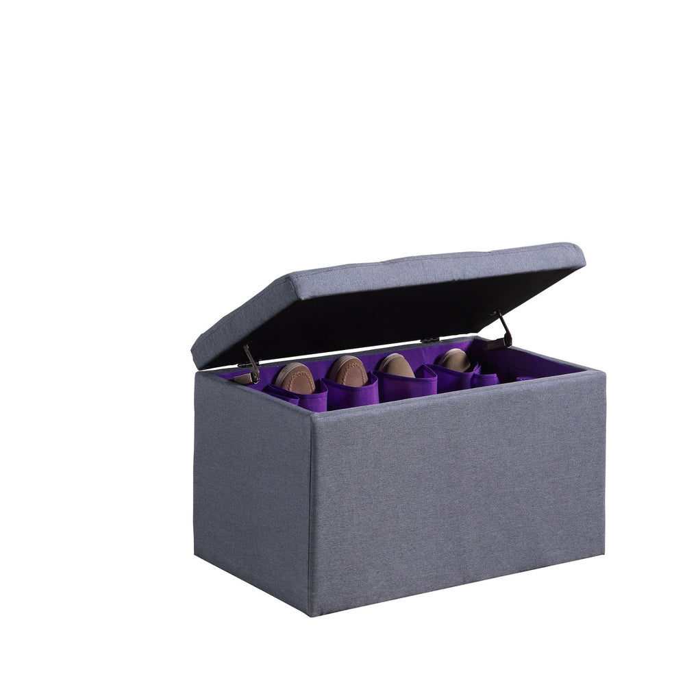 English Elm 18.5" Tall Tufted Shoe Storage Bench with 16-Pocket Organizer, Dove Gray, Durable Foam Seat B072P222462