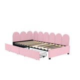 English Elm Twin Size Upholstered Daybed With 2 Drawers, Velvet Sofabed With Soft Fabric Headboard, No Box-Spring Needed, Pink