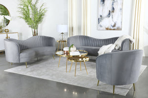 English Elm Sophia Grey Upholstered 3-Piece Channel Tufted Sofa Set — Modern Comfort, Plush Seating, Stylish Living Room Appeal B062S00878