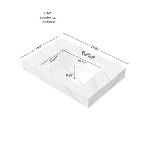 English Elm 30" Carrara White Sintered Stone Countertop Undermount Ceramic Basin Bathroom Vanity Top W2615P445749