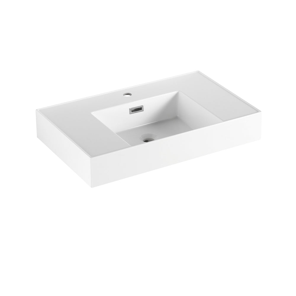 English Elm 30 Resin Gel-Coated Bathroom Basin Vanity Top, 30" White Durable Scratch-Resistant Modern Design W1972P186772