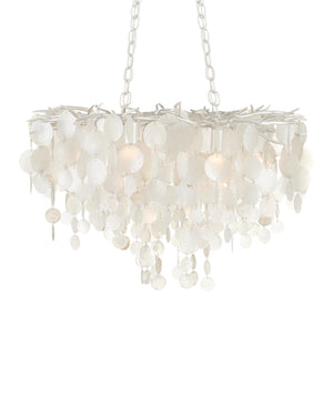 Currey & Company Lusso Chandelier - Elegant Hand-cut Capiz Shells, Adjustable Height, Stunning Wrought Iron Design Silver Capiz Shell ,Wrought Iron 9000-1322-currey-company