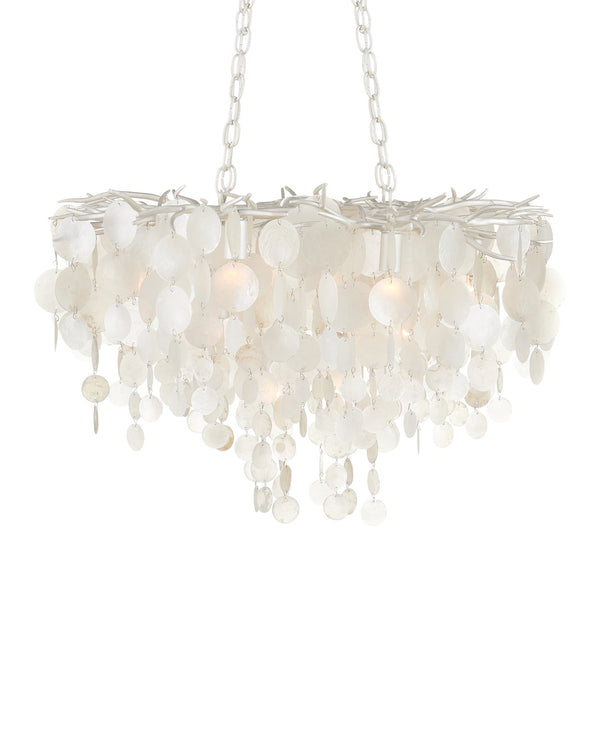 Currey & Company Lusso Chandelier - Elegant Hand-cut Capiz Shells, Adjustable Height, Stunning Wrought Iron Design Silver Capiz Shell ,Wrought Iron 9000-1322-currey-company