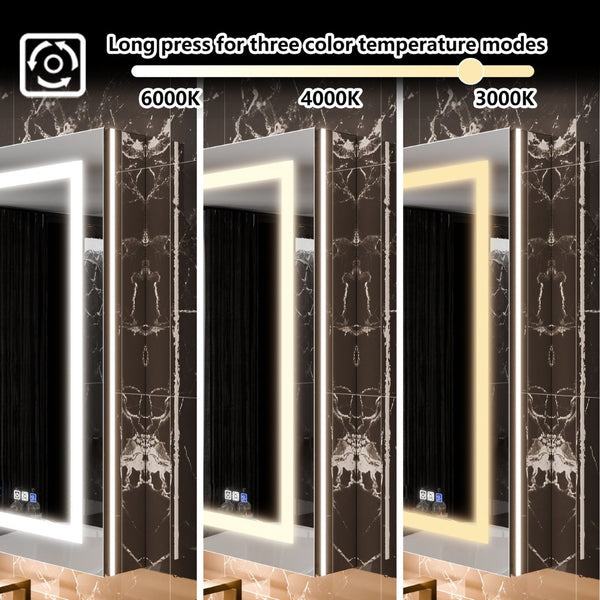 English Elm Smart Led Medicine Cabinet with Anti-fog Mirror Gfci Outlet Dimming Bathroom Storage W637P382875