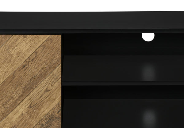 English Elm Tv Stand, 72-Inch Modern Console With Storage Cabinets For Living Room & Bedroom - Brown & Black Design B2710P219123-GIGA