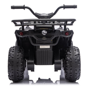 English Elm 24v Dual Motor Kids Atv Ride on with Led Lights Bluetooth Storage Racks Off Road Black W1578P390448