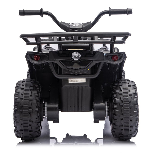 English Elm 24v Dual Motor Kids Atv Ride on with Led Lights Bluetooth Storage Racks Off Road Black W1578P390448