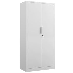 English Elm 72-inch Steel Locking Office Cabinet with 4 Adjustable Shelves for Legal File Storage White T3625P400654
