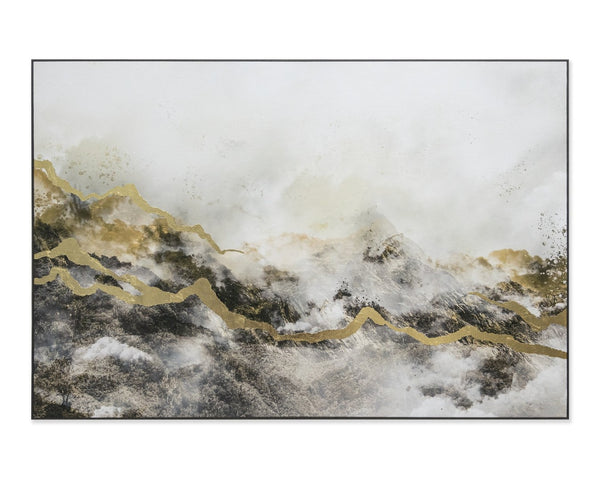 Sunpan PARADISE Luxe Art - 72" x 48" Textured Canvas with Charcoal Frame & Hand-Applied Gold Leaf Accents A0351