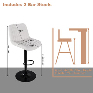 English Elm Swivel Modern Adjustable Bar Stools with 360° Rotation, Ergonomic Backrest, Soft Knit Seats Beige W2699P360246