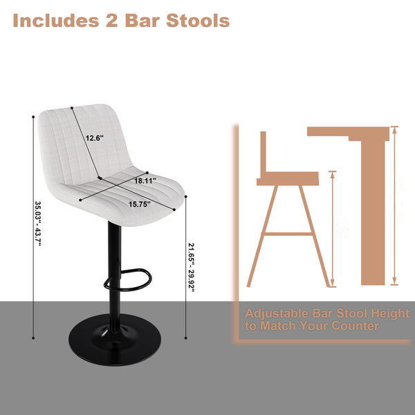 English Elm Swivel Modern Adjustable Bar Stools with 360° Rotation, Ergonomic Backrest, Soft Knit Seats Beige W2699P360246