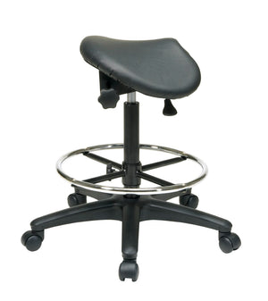 OSP Home Furnishings Backless Saddle Stool Ergonomic Pneumatic Height Adjustable Office Studio Task Seating Black ST205