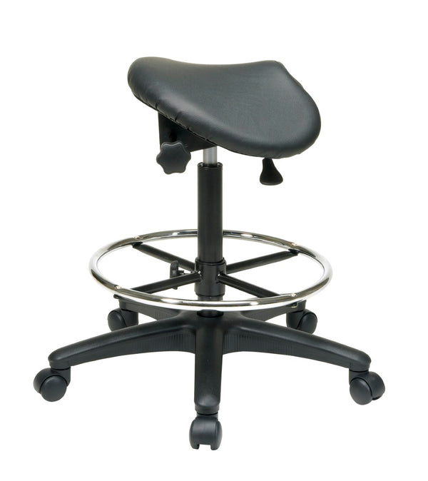 OSP Home Furnishings Backless Saddle Stool Ergonomic Pneumatic Height Adjustable Office Studio Task Seating Black ST205
