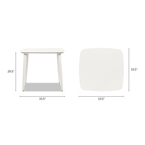 English Elm Jennifer Taylor Home - Santorini White 33.5" Square Outdoor Patio Table — Powder-Coated Aluminum, Compact Durable Side/Dining Table B2719P308010