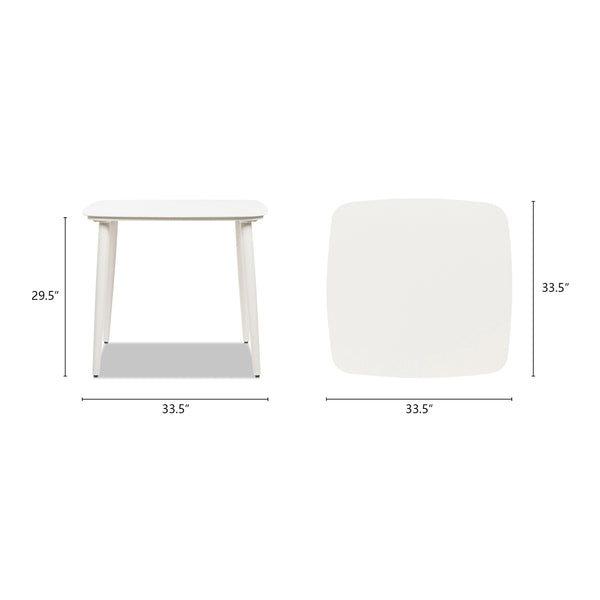 English Elm Jennifer Taylor Home - Santorini White 33.5" Square Outdoor Patio Table — Powder-Coated Aluminum, Compact Durable Side/Dining Table B2719P308010