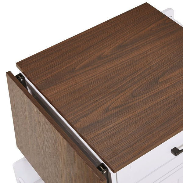 English Elm K&k Farmhouse Rolling Kitchen Cart with Drop Leaf Drawer Open Rack Lockable Wheels White N707P404539W