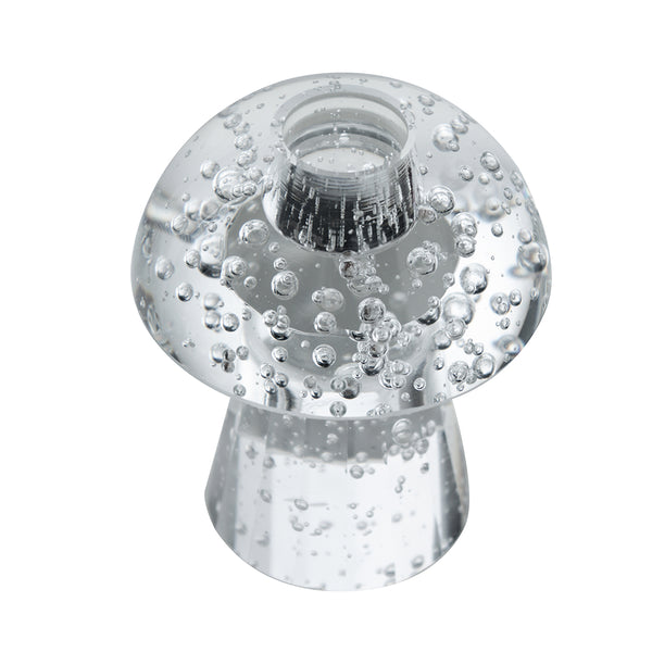 English Elm 3.9x3.9x4.7" Mushroom Shaped Glass Taper Candle Holder — Bubble-Head Artisanal Design for Tablescapes W2078P390737
