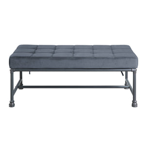 English Elm Brantley Velvet Gray Bench with Sandy Finish, Memory Foam Seat & Back, KD Metal Frame, 300lb Capacity B2726P306887
