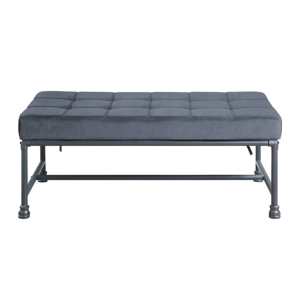 English Elm Brantley Velvet Gray Bench with Sandy Finish, Memory Foam Seat & Back, KD Metal Frame, 300lb Capacity B2726P306887