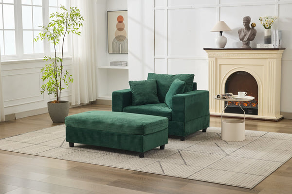 English Elm Chaise Lounge Chair With Removable Ottoman – Modern Upholstered Sleeper For Living Room & Bedroom Comfort W1170P353045