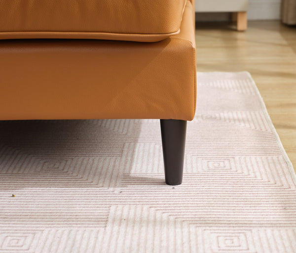 English Elm 94.5-Inch L-Shaped Genuine Leather Sectional Sofa With Right Chaise Lounge - Modern Tan Comfort W791S00021