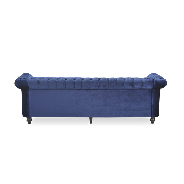 English Elm Christopher Knight Home® - 3 Seater Chesterfield Sofa with Button Tufted Diamond Stitch, Nailhead Accents & Scrolled Arms - Low Profile Blue N771P262584U