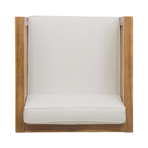 English Elm Christopher Knight Home® - OANA Outdoor Club Chair with Acacia Wood Frame, Removable Cushions, Slatted Design for Quick Drying Beige 65546.00BGE