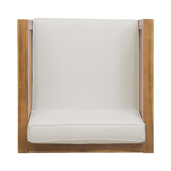 English Elm Christopher Knight Home® - OANA Outdoor Club Chair with Acacia Wood Frame, Removable Cushions, Slatted Design for Quick Drying Beige 65546.00BGE