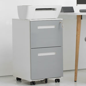English Elm 2 Drawer Rolling Metal File Cabinet Locking Under Desk Storage for Home Office W124770978