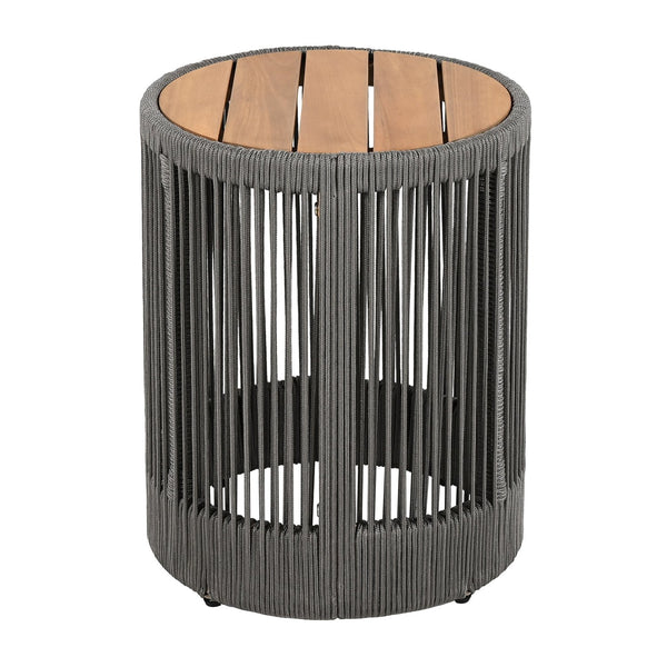English Elm Christopher Knight Home® - Outdoor Rattan Rope & Acacia Wood Side Table – Stylish, Weather-Resistant Accent For Any Space N770P298633G